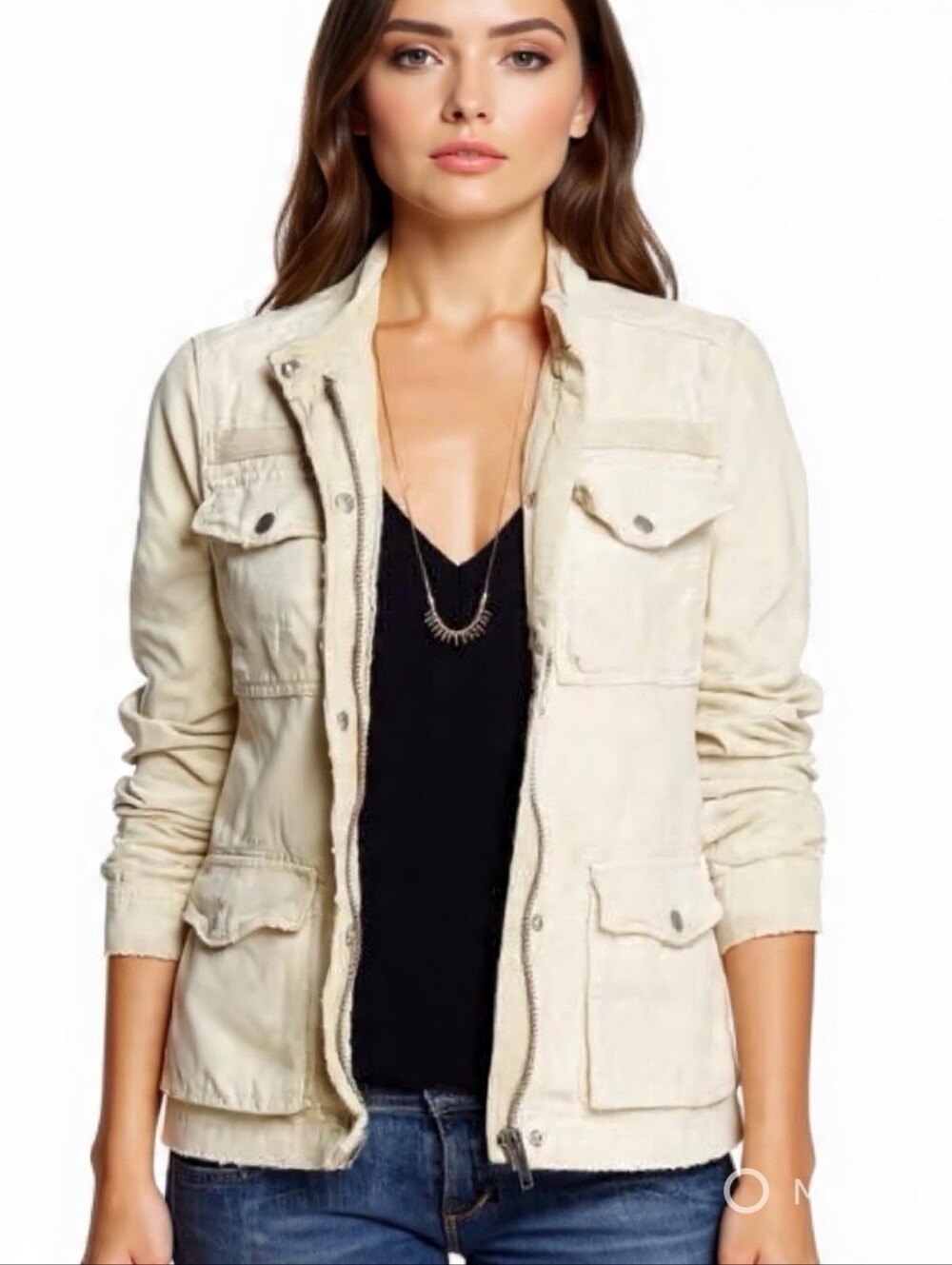 Free People Cream Not You Brother's Utility Field Jacket